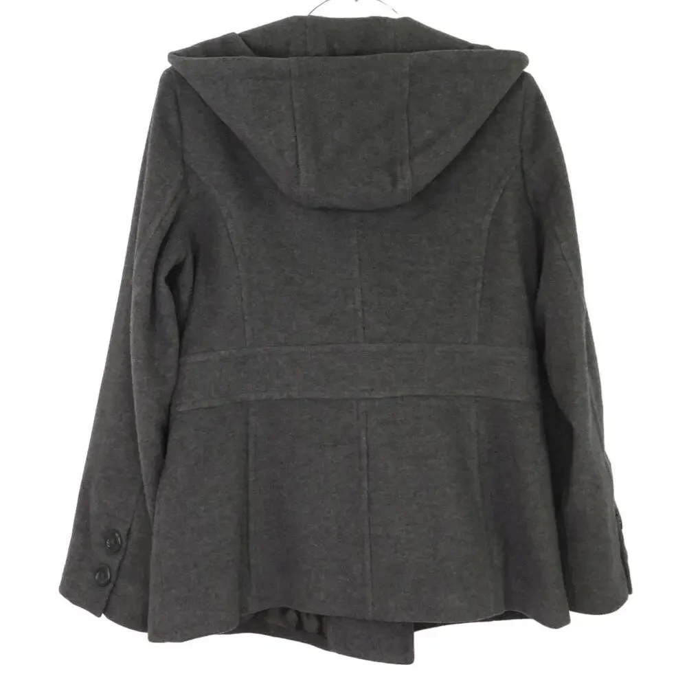 Croft & Barrow Charcoal Gray Double-Breasted Wool Pea Coat Medium Women's Coat